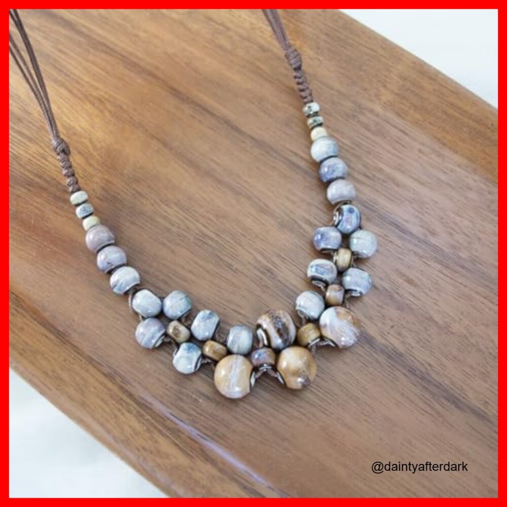 Adjustable Ceramic Bead Bohemian Statement Neckla… - image 6